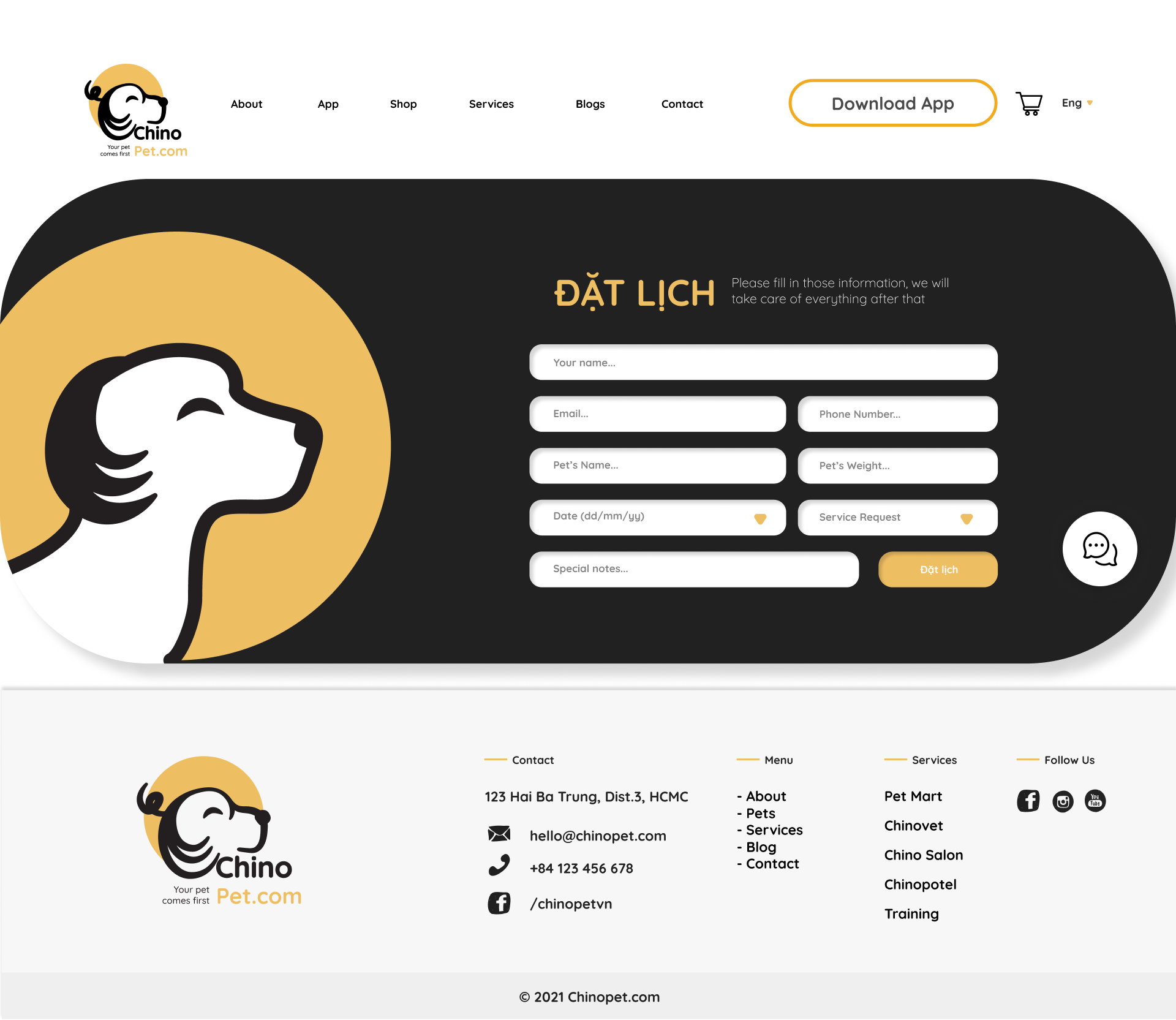 ChinoPet booking form
